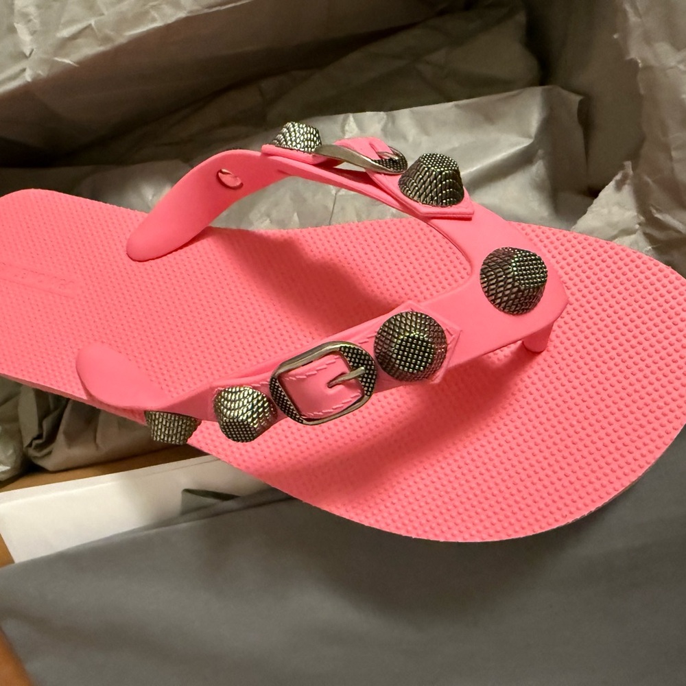 Balenciaga Pink Sandals with Silver Studs